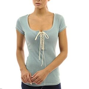 Patty Boutik Lace Up Scoop Neck Top Size M Y2k Vibes